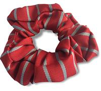 Single Striped Girls Elastic Hair Scrunchie Bobble School Uniform (Red & Grey)