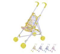 Single Stroller, Baby Doll Pram Toys, Baby Doll Pushchair, Realistic Role Play Stroller For Kids, Pretend Play Dolls Accessories With T-Shaped Belt, Ages 2+(Yellow)