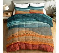 Single Summer Coverless Duvet 135 x 200 cm, 4.5 Tog Retro Exotic Ethnic Classical Totem Comforter with 2 Shams, Duvet Microfiber Soft Bed Quilt for All Seasons, Machine Washable, Multicoloured