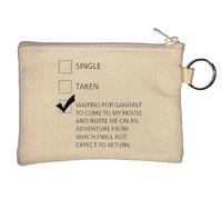 Single Taken Waiting for a Wizard to Invite me on an Adventure Meme Key Chain Coin Purse Beige