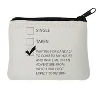 Single Taken Waiting for a Wizard to Invite me on an Adventure Meme Neoprene Coin Purse Pouch 10x11cm White