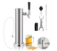 Single Tap Beer Tower, Stainless Steel Keg Tower for Countertop & Kegerator | With Self-Closing Beer Faucet, Pre-Assembled Beer Line, Barb Connector Easy Install, Polished, for Bars, Restaurants and Home