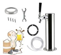 Single Tap Draft Beer Tower, Beer Dispenser, Stainless Steel Draft Machine, 10.5 * 10.5 * 32cm, Column Beer Pumps for Home Bars