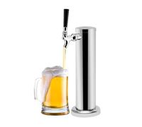 Single Tap Draft Beer Tower Dispenser, Tabletop Beer Tower with Stainless Steel Spigot, Column Beer Dispenser Tower, for Lemonade, DIY Drinks, Fresh Fruit, 33x7.6cm, Silver