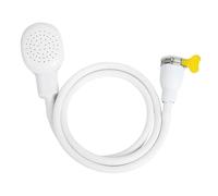 Single Tap Shower Attachment, 1.3M On Tap Shower Hand Held Portable Rubber Hose Sprayer for Bathroom Bathing Pets and Washing Hair, Kitchen Sink Mixer Taps (White)