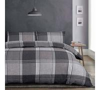 (Single, Taupe Grey) Duvet set check quilt cover pillow cases bedding