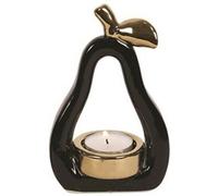 Single Tea Light Holder Stunning Ceramic Black & Gold Pear Stunning Home Decor