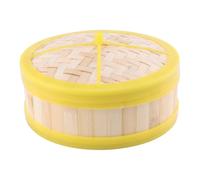 Single Tier Bamboo Steamer Basket with Lid for Home Kitchen | Yellow Bamboo and Build, Traditional Chinese Style, Even Steam Circulation, Stuffed Buns Broccoli