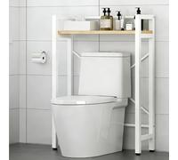 Single-tier Toilet Over-shelf, Multi-purpose Bathroom Overhead Storage Shelf, Free-standing Design, Ideal for Organizing Items In Bathrooms and Balconies(White)