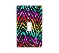 Single Toggle Switch Cover Plate, Colorful Rainbow Zebra, Decorative Wall Plate for Light Switches, Standard Switchplate, 1-Gang Switch Electrical Cover Plates, Decor Outlet Covers for Home & Office