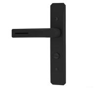 Single tongue handle lock for bathroom doors with silent keyless operation, designed for door thickness of 25 to 50mm, made from rust resistant zinc alloy (Black)