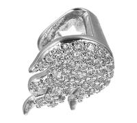 Single Tooth Cap Flame Shaped Copper Grill with Rhinestones | Hip Hop Style, Hollow Design, Silver Finish, for Front Teeth, Parties and Photo Shoots