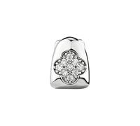 Single-Tooth Lucky Clover Shaped Grille, Set With Four-Leaf Clover Zircons, 18K Gold and Silver Plated Unisex Fashion Jewelry Gift(Silver)