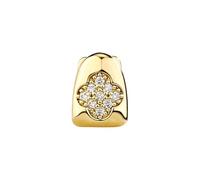 Single-Tooth Lucky Clover Shaped Grille, Set With Four-Leaf Clover Zircons, 18K Gold and Silver Plated Unisex Fashion Jewelry Gift(Gold)