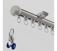Single Track ain Rail Aluminum ain Track with Silent Rollers Ideal for ains Room Dividers RV ains Shower ains - 17.4ft (5.) Ceiling Mount System