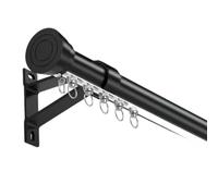 Single Track Curtain Rail Wall Mounted Curtain Rod for Sliding Curtains Easy Installation 5. (17.4ft) Black Drapery Track Perfect for Home Decor