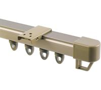 Single Tracks Ceiling Mount Curtain Track, Aluminium Curtain Rod Integrated Rail, Silent Sliding Curtain Rail For Room Divider, Living Room, Bedroom(Gold,L270cm/106.3in)