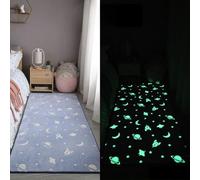 Single tree forest Glow-in-the-dark children's bedroom bedside carpet, home decoration washable play rug, crawling mat-Luminous-Planet-60 * 100cm