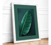 Single Tropical Leaf Botanical Framed Wall Art Print A3 White