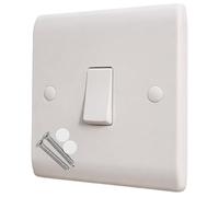 Single Wall Light Switch, 1 Way 10 Amp, 1 Gang - Curved Edge White Moulded Light Switch, Round Edges Single Switches for Living Room Bedroom Wall
