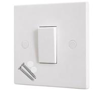 Single Wall Light Switch, 1 Way 10 Amp, 1 Gang - Square Edge White Moulded Light Switch, Single Switches for Living Room Bedroom Wall