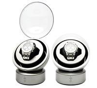 Single Watch Winder for Automatic Watches, Spherical Watch Box with Stop When Opening Design, 3 Rotation Modes, LED Light & Dual Power Supply, Ultra Silent Watch Holder Gray