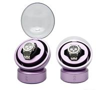 Single Watch Winder for Automatic Watches, Spherical Watch Box with Stop When Opening Design, 3 Rotation Modes, LED Light & Dual Power Supply, Ultra Silent Watch Holder Purple
