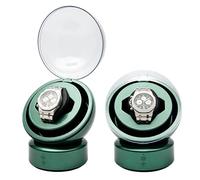 Single Watch Winder for Automatic Watches, Spherical Watch Box with Stop When Opening Design, 3 Rotation Modes, LED Light & Dual Power Supply, Ultra Silent Watch Holder Green