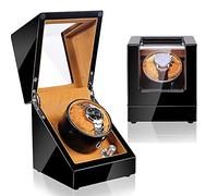 Single Watch Winder for Rolex Automatic Watches with Quiet Motors Piano Paint by AC Adapter or Battery,Wooden Storage Case Organizer Display Box Gift (Brown)
