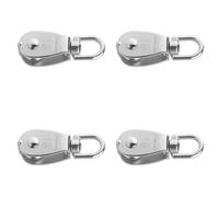 Single Wheel Rope Pulley M15 Stainless Steel Hardware Block with Top Loop Connection for Rope Routing, Utility Setup, and Home Repair 4 Pack