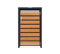 Single Wheelie Bin Storage Metal Store Wood Door 1 x 240L Garden Dustbin | Anthracite, Bins Shed, Galvanised Steel, Deodoriser Holder, Lockable Door, Chain Linkage, Soft Close Lid, 116cm x 70cm x 80cm