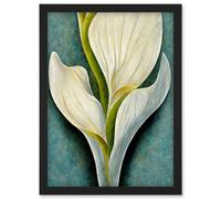 Single White Calla Lily Flower Petal Detail Artwork Framed Wall Art Print A4 Artery8 Black One Size
