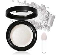 Single White Eyeshadow,Shimmer Eyeshadow,White Powder Makeup,Wh-ite Highlighter Makeup,Pressed Fine Powder,Long-Lasting Sweatproof Formula,Smooth & Silky,With Mirror & Brush,Eye Makeup For Day&Night