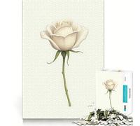 Single White Rose Adults Puzzles 1000 Piece Jigsaws Brain Teaser Home Pastime Image Assembly Memorable Gift 50x75cm