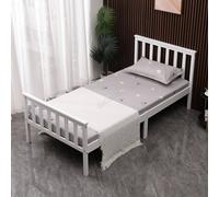 (Single, White) WestWood Single Double King Bed Solid Pine Frame Bedroom Footboard Grey White