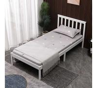 (Single, White) WestWood Single Double King Bed Solid Pine Frame Bedroom Furniture Low Foot End