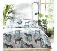 (Single) Zebra Duvet Set Palm Leaf Tropical Bedding