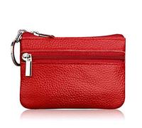 Single Zipper Purse Genuine Leather Business Postcard Note Storage Organizer for Father's Day Mother's Day Gifts Cellphone Purse Phone Bag and Wallet