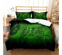 (Single135x200) Harry Potter School of Magic Digital Print Quilt Cover Set - Slytherin2