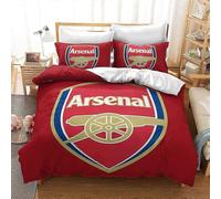 (Single135x200cm, One size) Football Arsenal Duvet Cover Unique Gift Christmas Bedding Set Wrinkle Free Light Weight Durable + 2 Pillowcases )