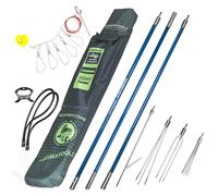 SINGMATOOLS Spearfishing Pole Hawaiian Sling Fishing Spear Set Fiberglass Pole Spear Harpoon Spearfishing Gear 3 Prong Paralyzer Tips 5.5'. Fish Stringer Travel Bag Included Spear Fishing Equipment