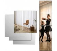 singmay Shatterproof Self-Adhesive Wall Mirror Tiles, 40 x 40CM x 4Pcs Acrylic Non-Glass Mirror, Safe for Kids, 2mm Thick, Easy Install for Bedroom & Bathroom