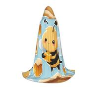 SINGNALBV Cartoon Bee Hive Hooded Robes And Capes Printed Teenagers Role-Playing Costumes Halloween Party.