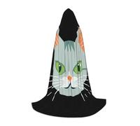 SINGNALBV Cartoon Cat Head Hooded Robes And Capes Printed Teenagers Role-Playing Costumes Halloween Party.