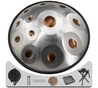"SINGOFIRE" 12-Notes Handpan Drum, Handpan Drums for Adults, 22-Inch 440Hz D Minor Kurd, HandPan Instrument with Soft Handpan Bag, 2 Mallets, Handpan Stand and Dust-Free Cloth(Gold Eye)