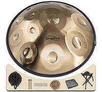 "SINGOFIRE" 12-Notes Handpan Drum, Handpan Drums for Adults, 22-Inch 440Hz D Minor Kurd, HandPan Instrument with Soft Handpan Bag, 2 Mallets, Handpan Stand and Dust-Free Cloth(Gold)