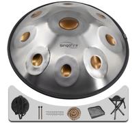 "SINGOFIRE" Handpan Drum, Handpan Drum for Adults, 22-Inch 9-Notes 440Hz D Minor Handpan, Hand Pan Instrument with Soft Handpan Bag, 2 Handpan Mallets, Handpan Stand and Dust-Free Cloth (Gold Eye)