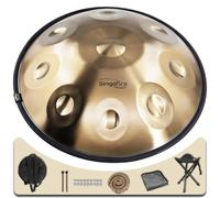 "SINGOFIRE" Handpan Drum, Handpan Drum for Adults, 22-Inch 9-Notes 440Hz D Minor Kurd Handpan, Hand Pan Instrument with Soft Handpan Bag, 2 Handpan Mallets, Handpan Stand and Dust-Free Cloth (Gold)