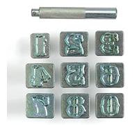 Singring 3/4" Alphabet Leather Stamping Tools 26 Letters Alphabet Stamps Saddle 19mm Capital Letters Stamp Set and Handle (Number / 9pcs)