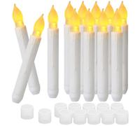 SingTok 12PCS Flameless LED Fake Taper Candles Lights with Timer Featured, Battery Operated Candlesticks with Warm Yellow Flickering Flame